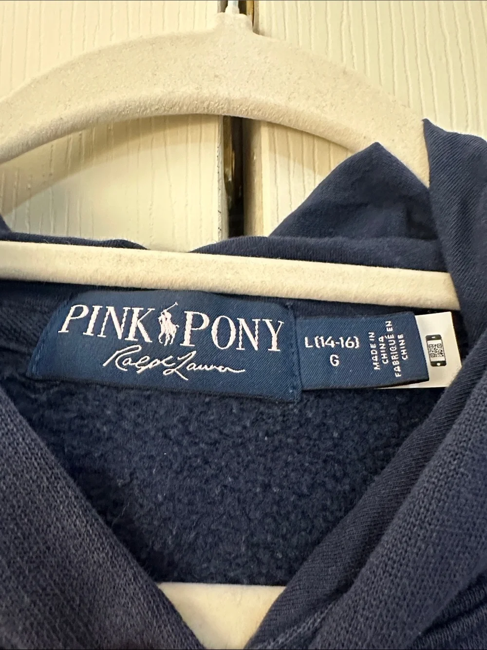 Ralph Lauren Navy Hoodie with Pink Polo Pony